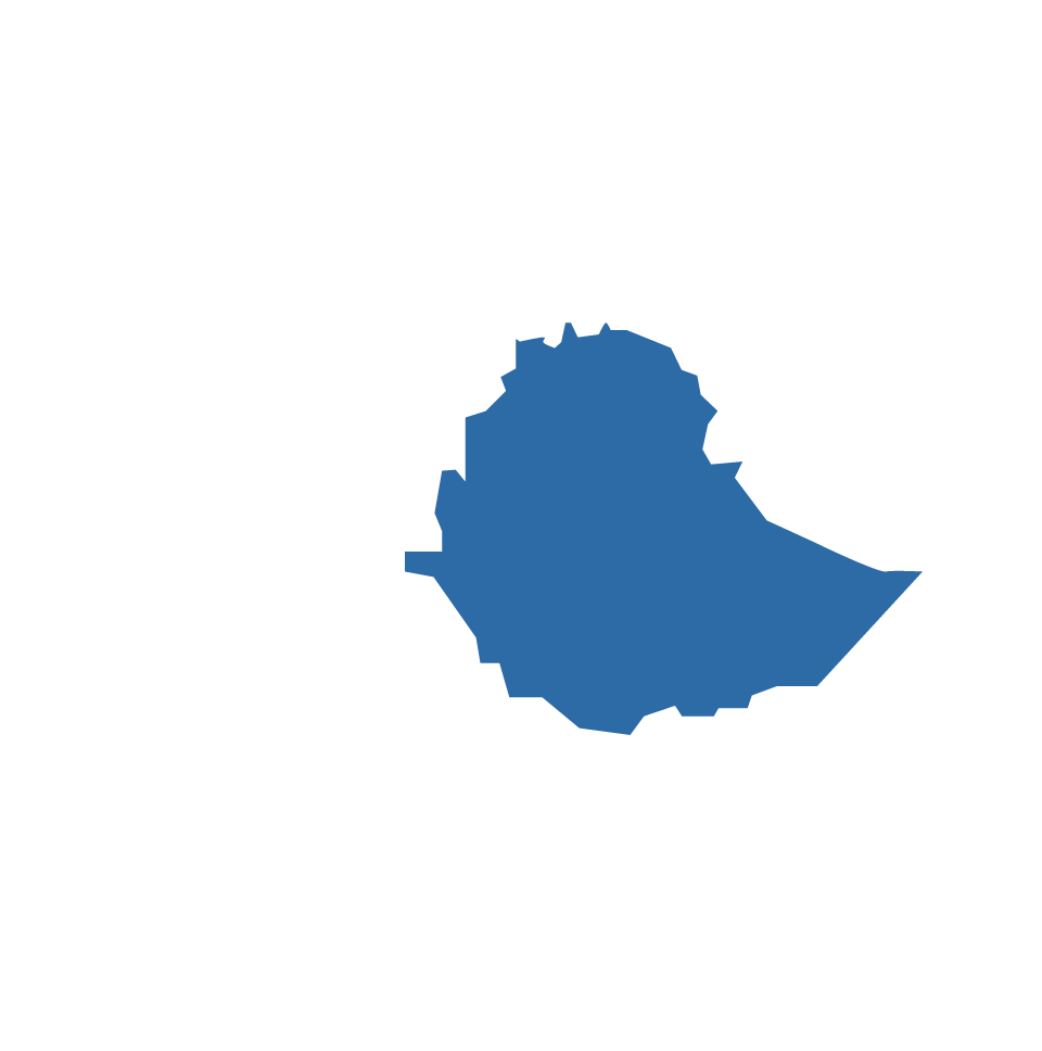 Äthiopien auf einer Afrikakarte